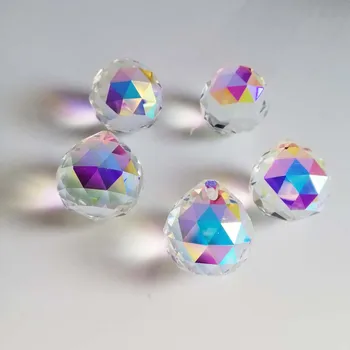Camal 유리 크리스탈 볼 펜던트 프리즘, 선캐처 샹들리에, 걸이식 램프, 조명 부품 커튼, 홈 데코, AB 컬러, 25mm, 5 개