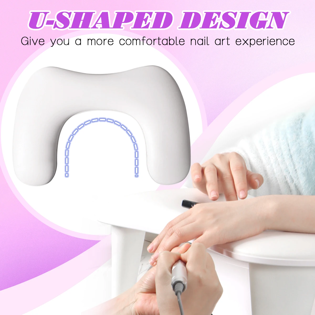 nail art hand pillow nail hand rest U Shape Nail Hand Rest Pillow Nails Cushion Portable Hand Holder Non Slip Nail Pillow for Salons Home DIY Art Accessories
