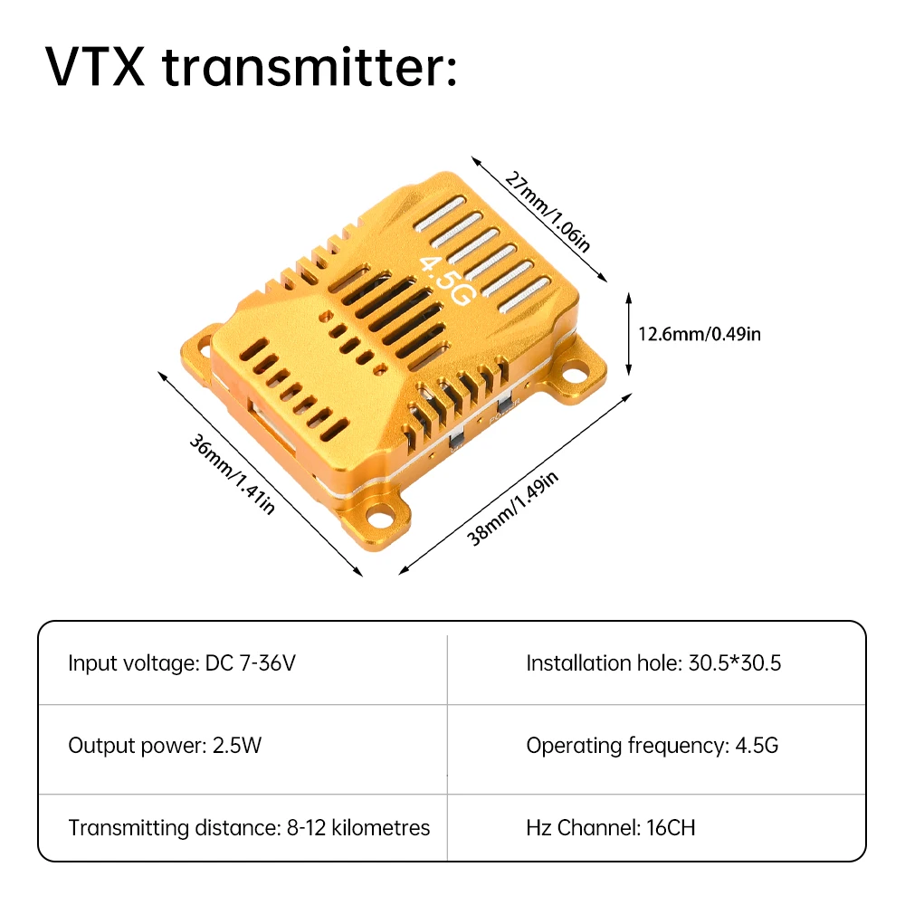 Émetteur Vidéo FPV 4.5GHz 2.5W 20km Longue Portée pour Drone