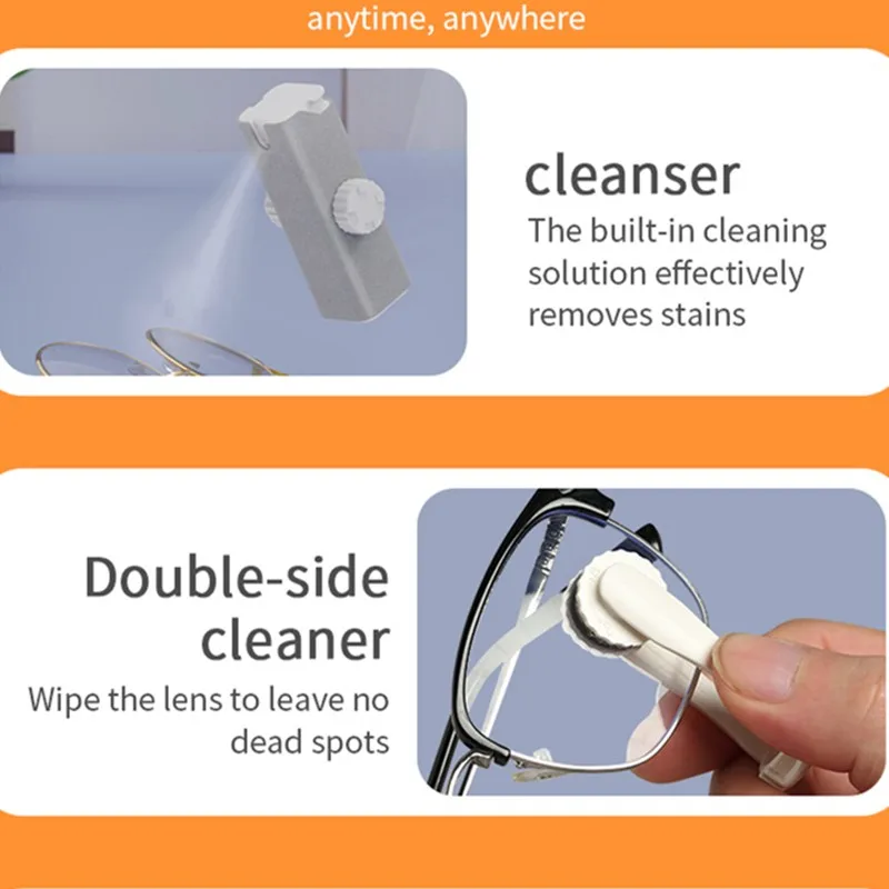 Eyeglass Cleaner Glass cloth Portable MINI spray bottle Mobile screen cleaning cloth 5 in 1 Eyewear accessories eyeglass cleaning cloth glasses cleaning wipes