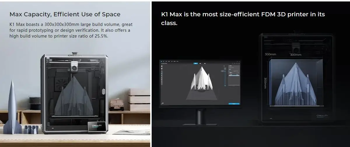S8eab42de51164734bf0e39e4261b86bfl Creality Official K1 Max drukarka 3D 600 mm/s prędkość drukowania dwubiegowa wytłaczarka z napędem bezpośrednim EU/US/UK wtyczka K1 Max drukarka