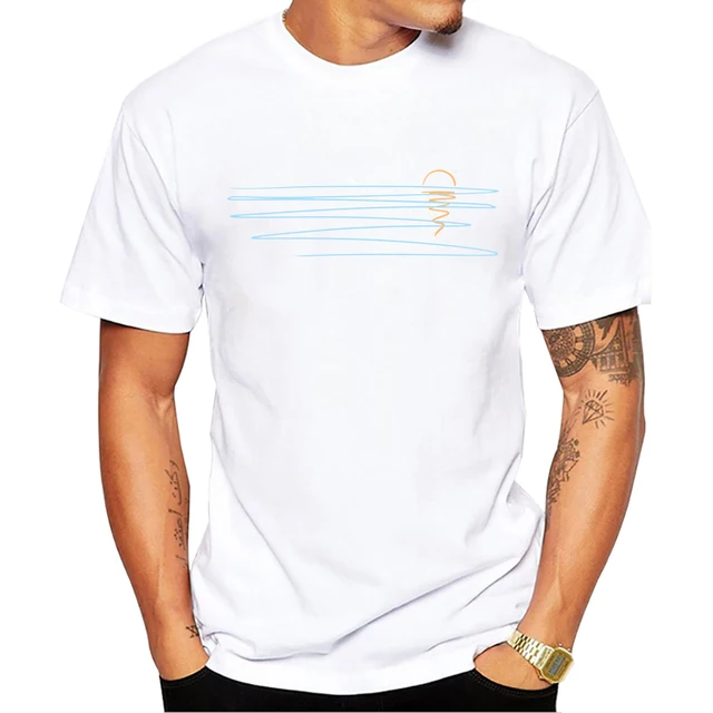 TEEHUB Heißer Verkauf Mode Minimal Sunset Männer T-Shirt Einfache e Gedruckt Urlaub T Shirts Kurzarm T-shirts Haruku T_voghion.com