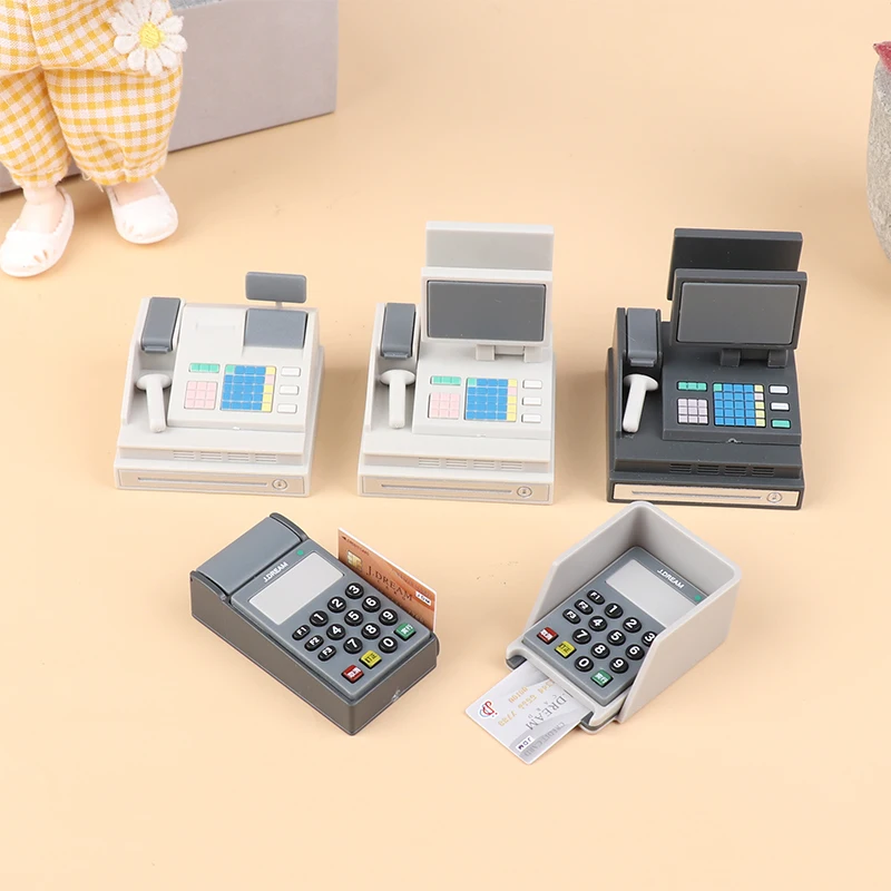 1Set 1:6 1:12 DollHouse Miniature Simulation Scanner POS Machine Card Swipers Model Doll House Supermarket Decoration Props 5