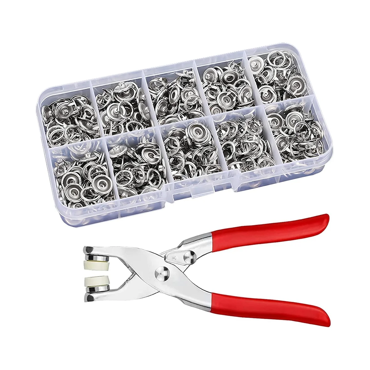 Set Di 100 Borchie A Pressione, Set Di Borchie A Pressione In Metallo Con Pinze, Borchie A Pressione Senza Cuciture, Cappuccio Tascabile Per Bambini, 