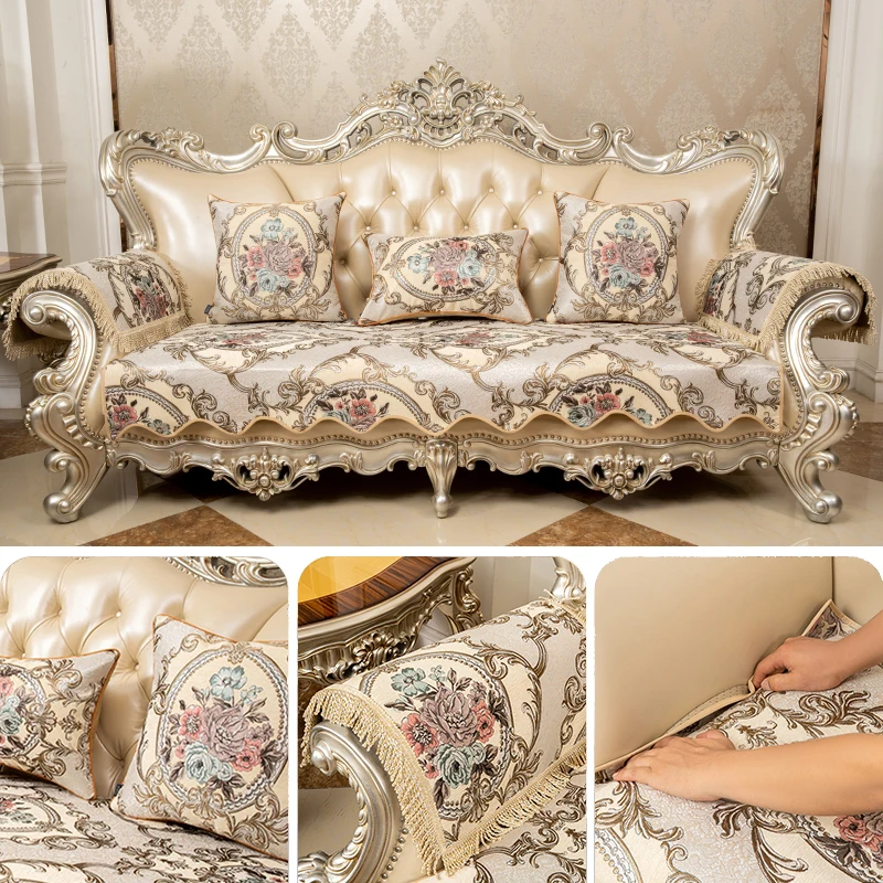 European sofa cushion Luxury jacquard slipcover four seasons universal Living room decoration anti-slip sofa cover Home Decor 4