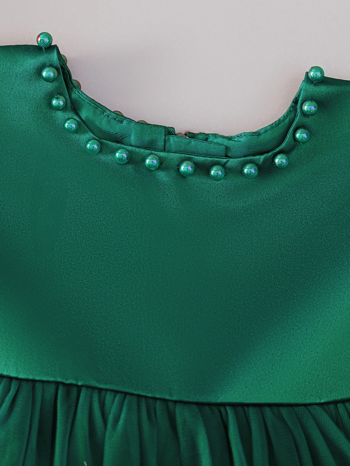 Baby Girl's Dark Green Bow Dress with Veil - Birthday & Party Wear