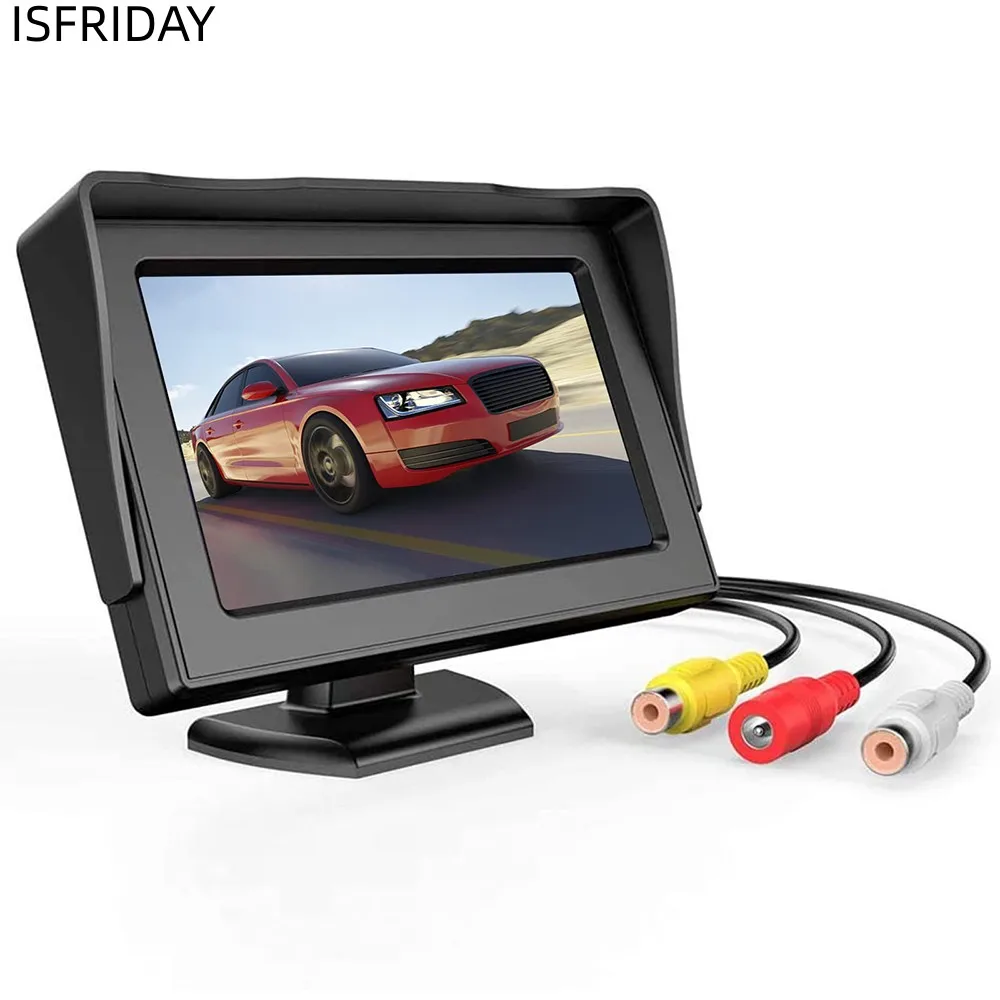 

Автомобильный монитор, экран 4,3 дюйма для камеры заднего вида, TFT ЖК-дисплей, HD Цифровая цветная камера заднего вида, парковочная камера заднего вида