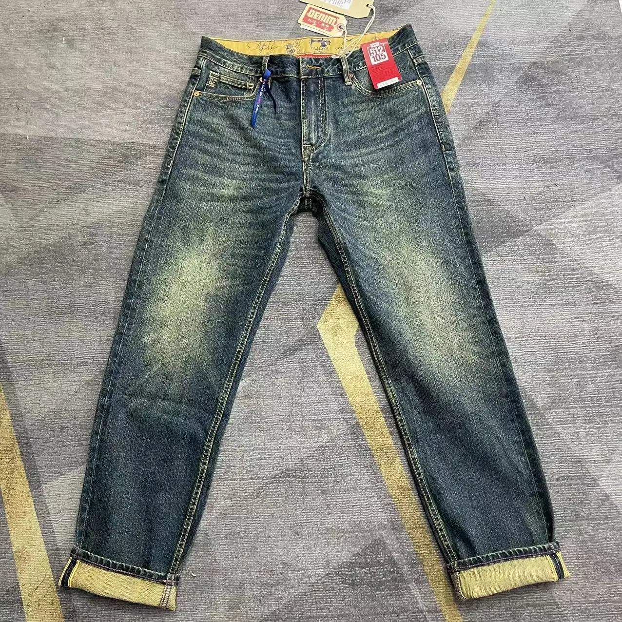 

99% хлопковые Стрейчевые джинсы для мужчин, винтажные потертые 502 потертые Осенние повседневные зауженные прямые брюки высокого качества