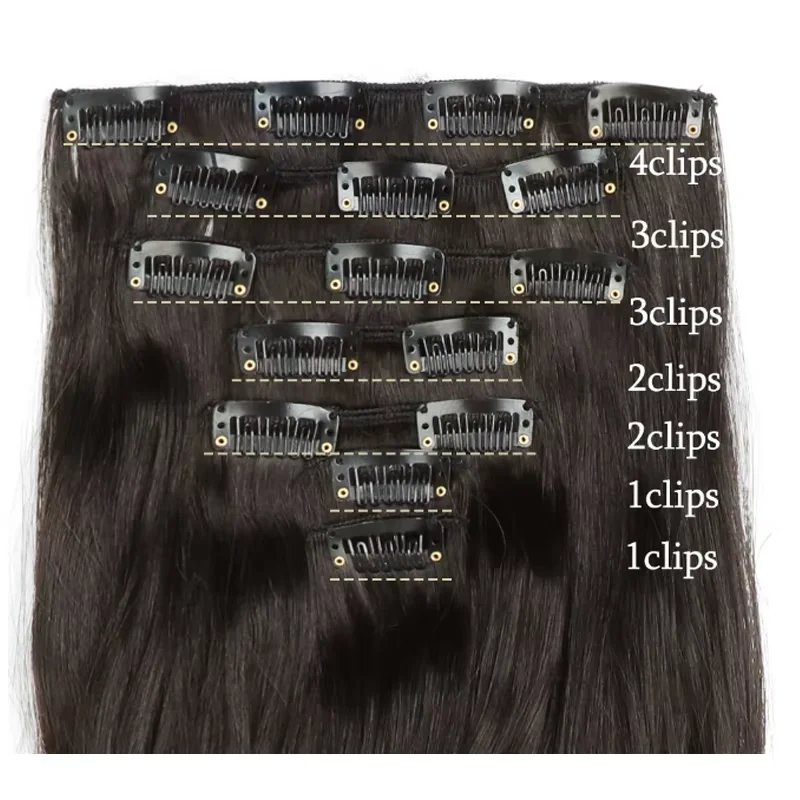 Synthetic 18Inch Long Curly Hair Hairpiece Heat Resistant Hair Extension Clips In Black Brown Blonde for Women