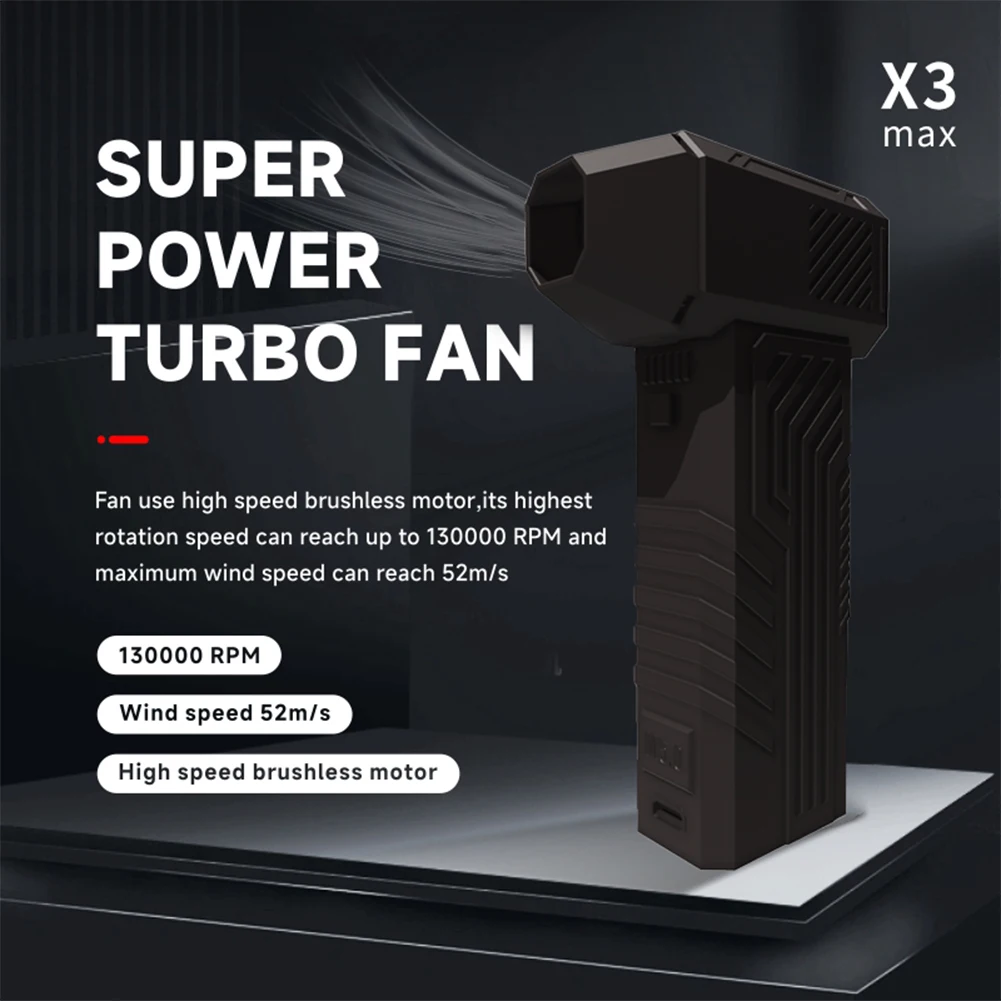 

130000 RPM Turbo Violent Fan 52m/s Brushless Motor Industrial Duct Fan 3 Speeds Dust Blower Air Duster for Computer Keyboard/Car