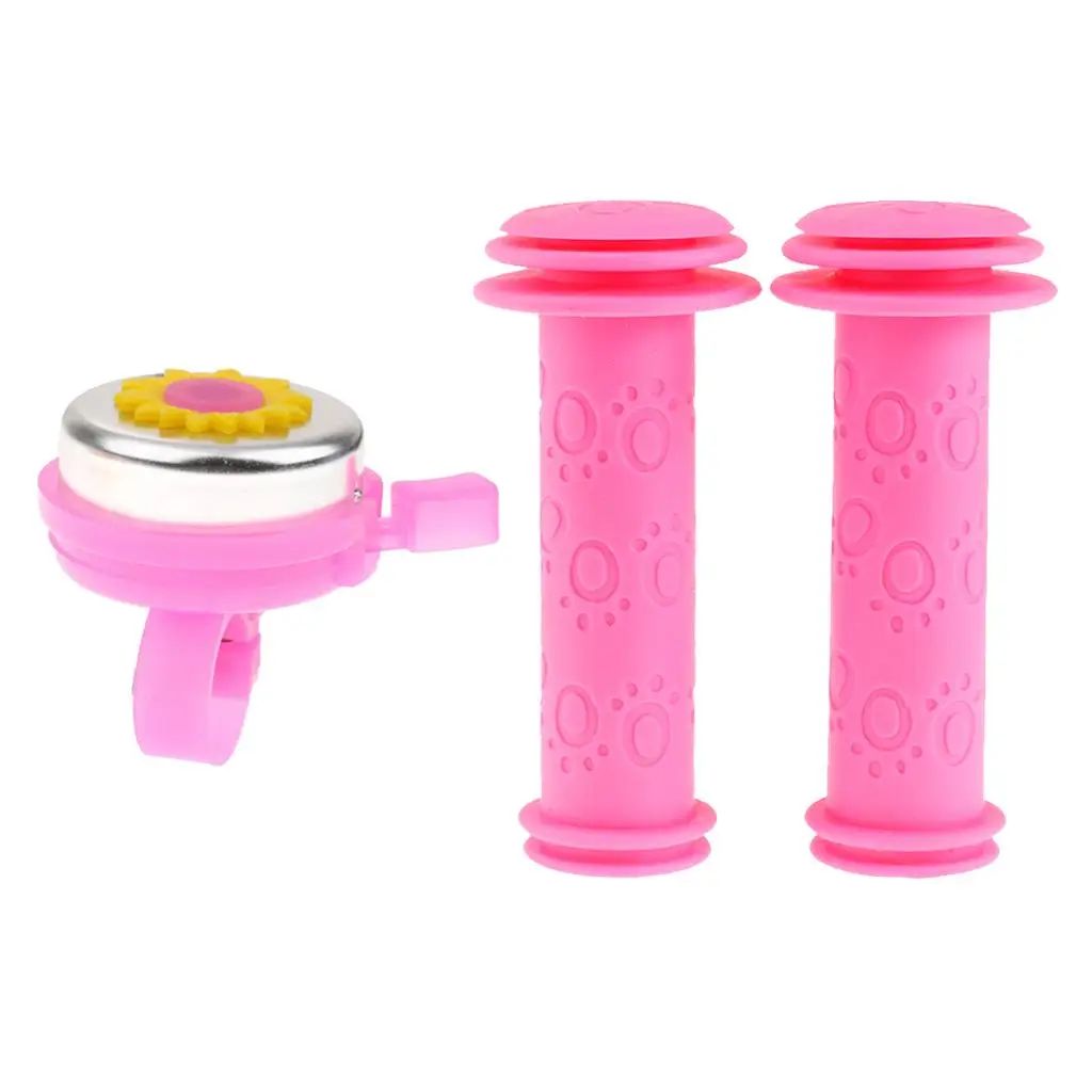 

Kids Girls Bike Front Handlebar Warning Bell Horns Alarm & Handlebar Grips