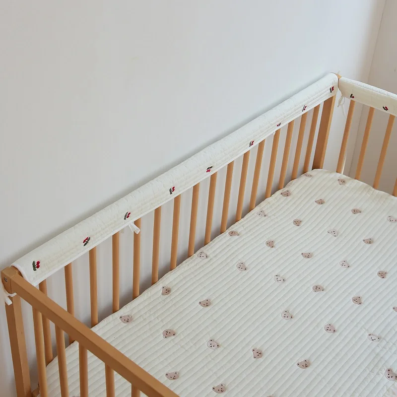 Bed Anti Collision Bar Beige fence soft bag anti-collision bar bed jacket soft anti-bite protection bar