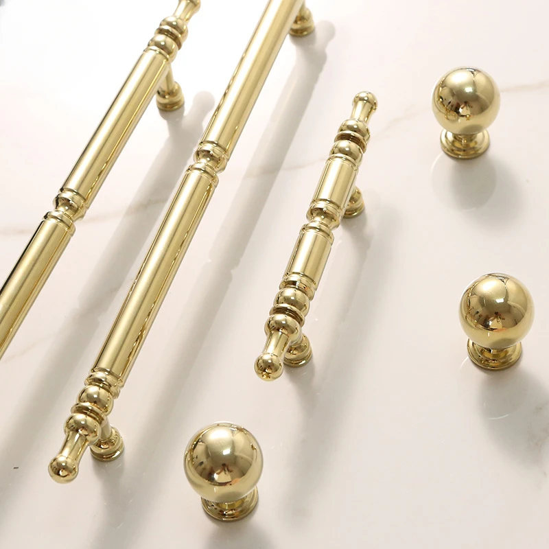 

French Light Luxury Brass Handles for Cabinets and Drawers Kitchen Furniture Handles Cabinet Handle Knobs Drawer Closet Vintage
