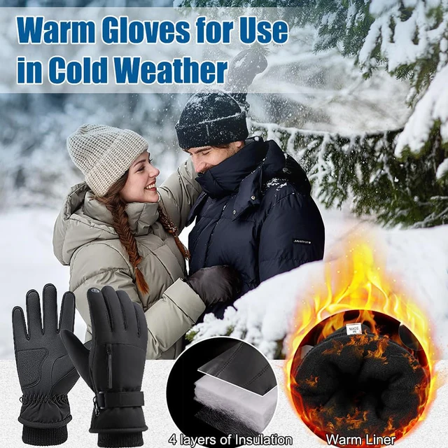 1Pair Ski Gloves Lengthen The Wrist Windproof Warm Thickened Palm Pads Commuting Cycling Waterproof Touch Screen Unisex 2