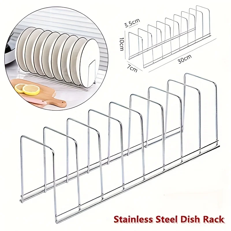 1pc Stainless Steel Kitchen Dish Rack, Space-Saving Organizer for Plates, and Utensils, Home and Kitchen Accessories 1