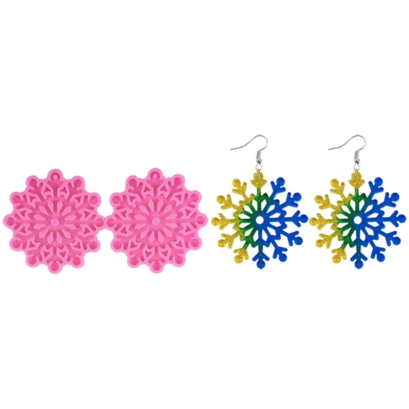 M2EA Diy Epoxy Crystal Resin Earring Silicone Mold Snowflake Pendant Earrings Mold silicone snowflake epoxy resin molds pendant silicone casting resin mold for diy jewelry making findings supplies accessories