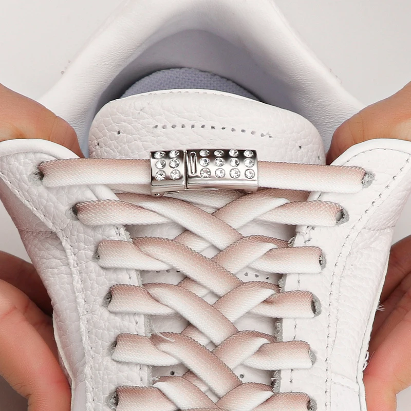 

Diamond Magnetic Lock Casual Shoes Accessories Gradient Shoelaces Without Ties Elastic Laces Sneaker Kids Adult Sport Shoes Lace