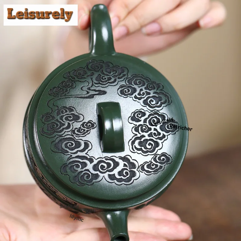260ml Boutique Yixing Purple Clay Teapot Famous Handmade Large Caliber Pot Raw Ore Green Mud Tea Maker Kettle Zisha Teaset Craft