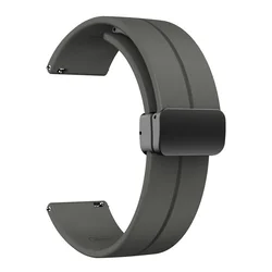 Magnetic Silicone Strap - Versatile Sport Band for 22mm (Space Grey-Black)