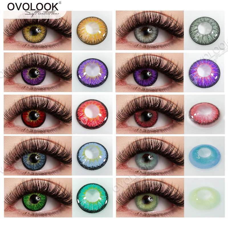 OVOLOOK-1pair(2pcs) Classic Cosplay Contact Lenses Colored Eye Lenses with Myopia Degrees Beauty Pupil Eye Color Lens 14.5mm