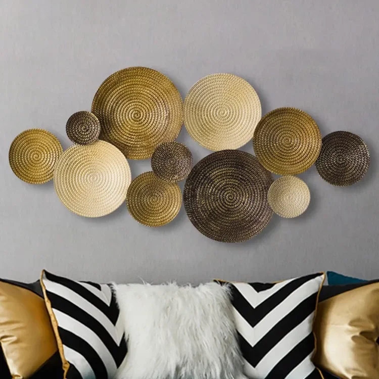 

European Decoration, Iron Wall Hanging, New Chinese Wall Decoration Pendant, Living Room Wall, Round Wall Decoration