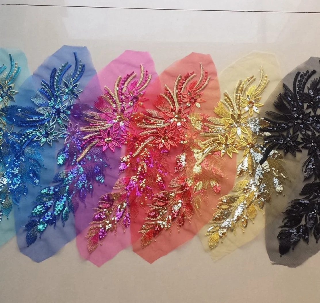 

Mesh beads computer embroidery phoenix tail bright foreboding flower patch Qipao tuxedo stage accessories decal wholesale