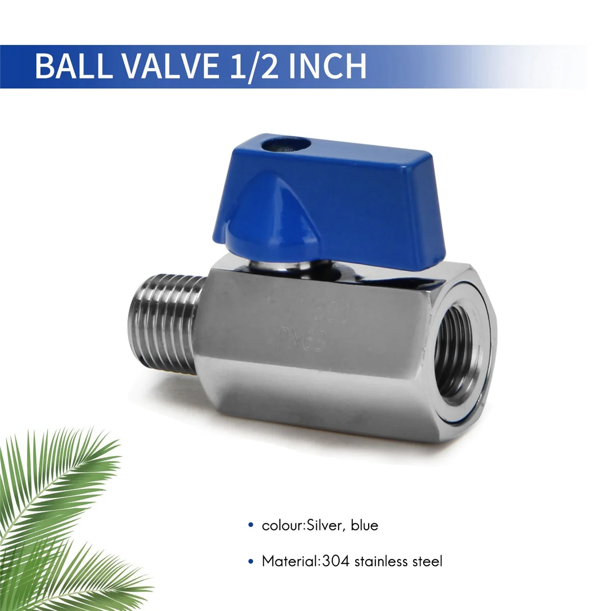 ABZV-Ball Valve 1/2 inch 304 Stainless Steel Mini Ball Valve Female and Male NPT Great for Shower Head Flow Control