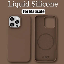 Luxury Liquid Silicone MagSafe - Ready Phone Case with Wireless Charging Capability and Smooth Skin Finish - iPhone 15 Plus (Brown)