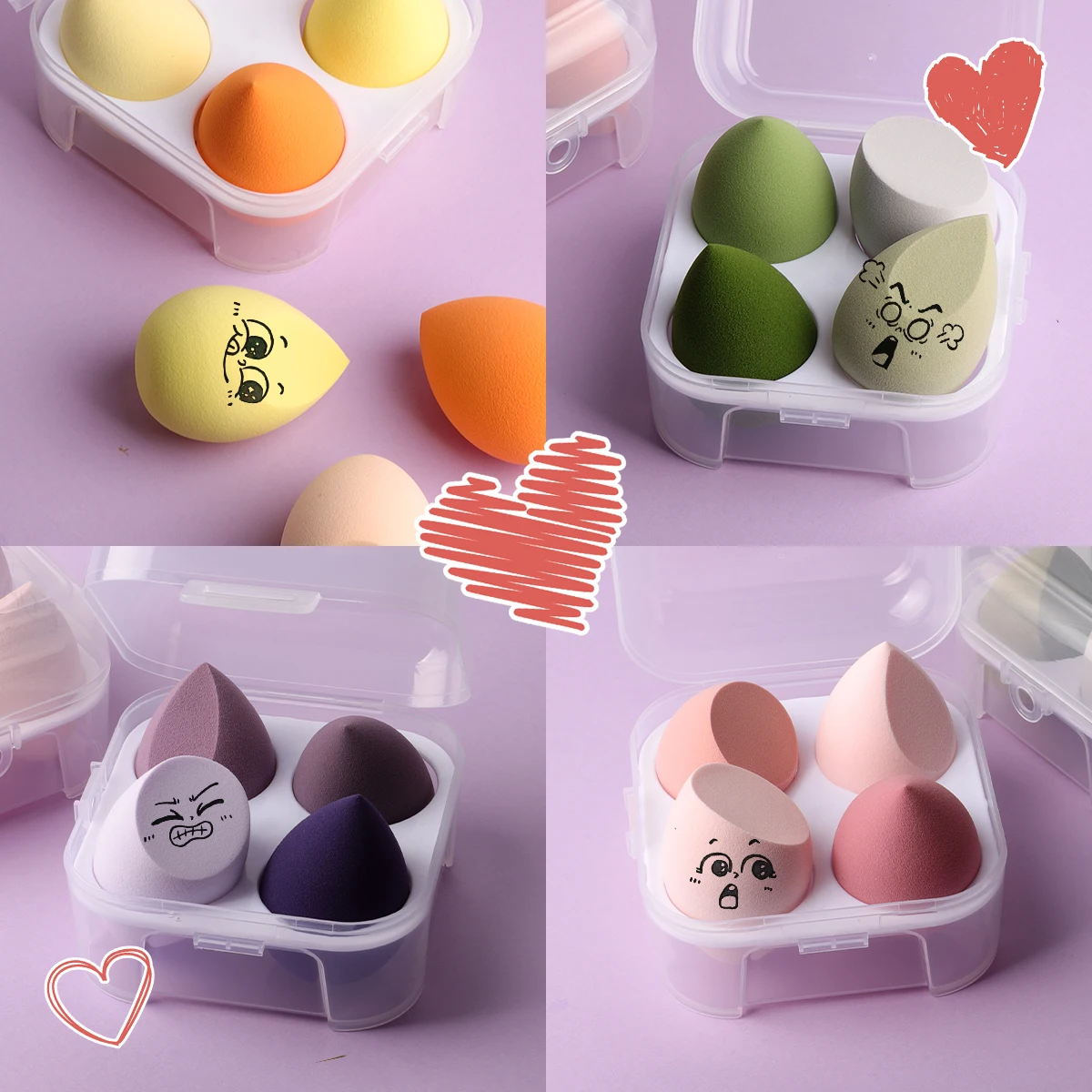 IMAGIC Sponge 4pcs/Set Makeup Puff Cosmetic Latex Soft Beauty Ball Foundation Powder With Box Wet and Dry Colorful Makeup Tool