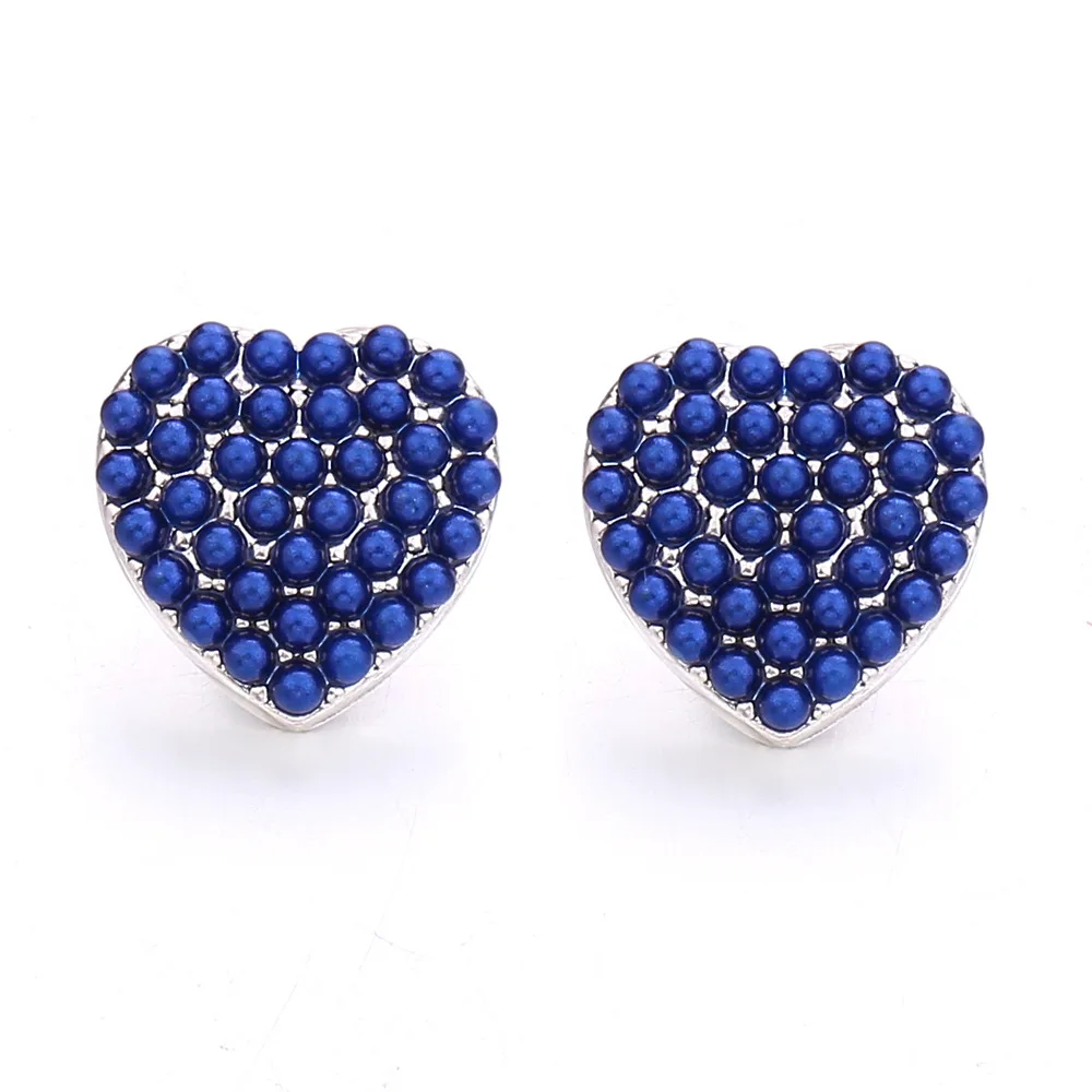 20pcs Snap Button Jewelry DIY Imitation Pearl Heart 12mm Metal Snaps Buttons Charms for 12mm Snap Bracelet