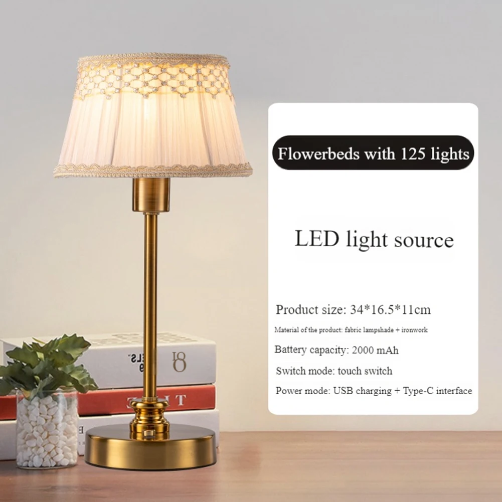 Cordless Table Lamp 3 Way Dimmable Desk Lamp with Fabric Shade Bedside Lamp Rechargeable Desk Reading Lamp for Bedroom 4