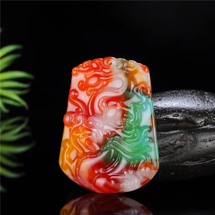 

Natural Xinjiang Hotan Jade Colorful Jade Zodiac Dragon Pendant for Men and Women, Popular and Versatile Pendant