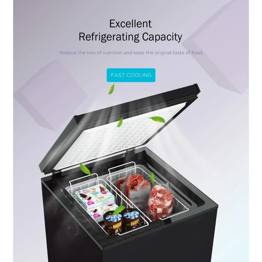 3.5 Cu Ft Chest Freezer 2 Removable Baskets  Quiet Compact Freezer 7 Temperature Settings - Black 4