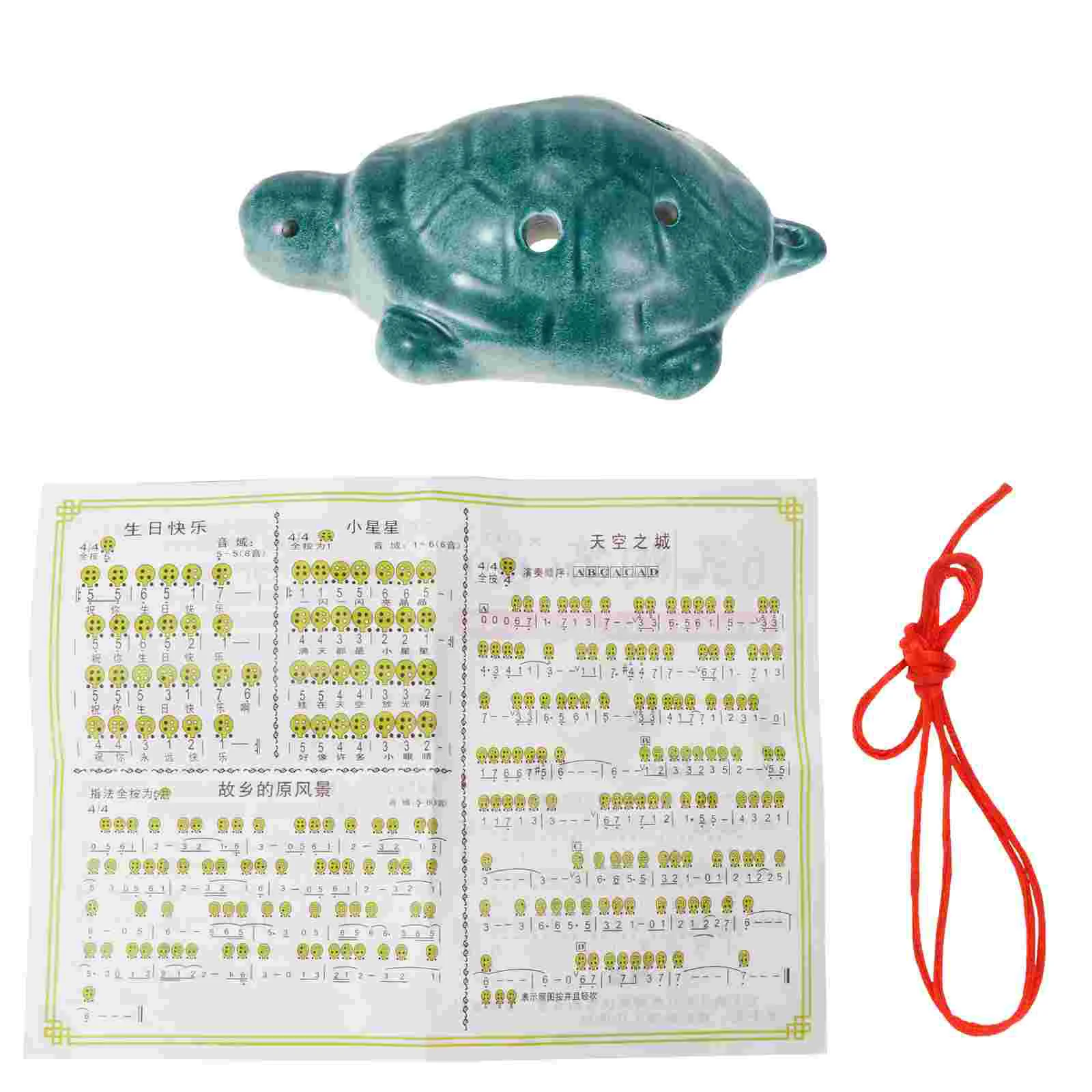 

Happyyami Ocarina Instrument Children Gifts Set 6 Hole Alto Ceramic Turtle Shape Musical Flute Beginner Necklace Toys