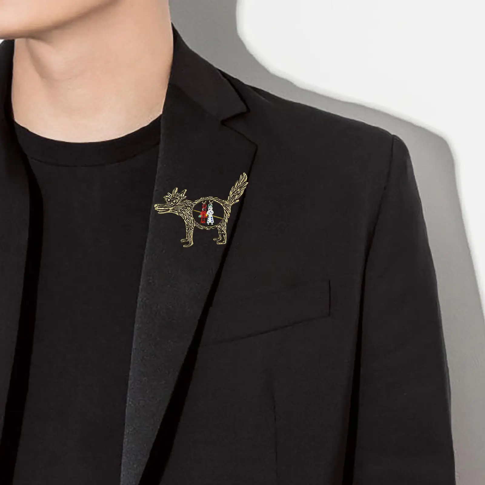 Wolf Brooch Pin Cool Brooch Lapel Pin Wolf Animal Brooch Elegant Holiday Brooch Pin Dress Shirt Clips for Women Girls