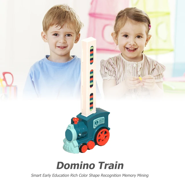 Plastic Domino Train Car with Sound Light Domino Brick Automatic Laying Stacking Domino Train Educational Game Kits for Children 3