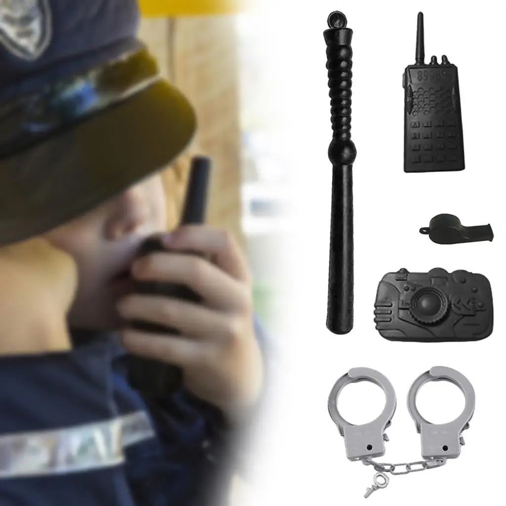 Police Pretend Play Accessory Halloween Police Costume for Halloween Parties Carnival Performance Show Role Play 5 Pieces