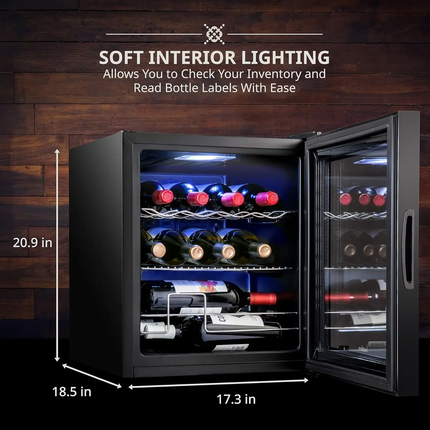 12 Bottle Compressor Wine Cooler Refrigerator W/Lock Large Freestanding Wine Cellar for Red White Champagne or Sparkling