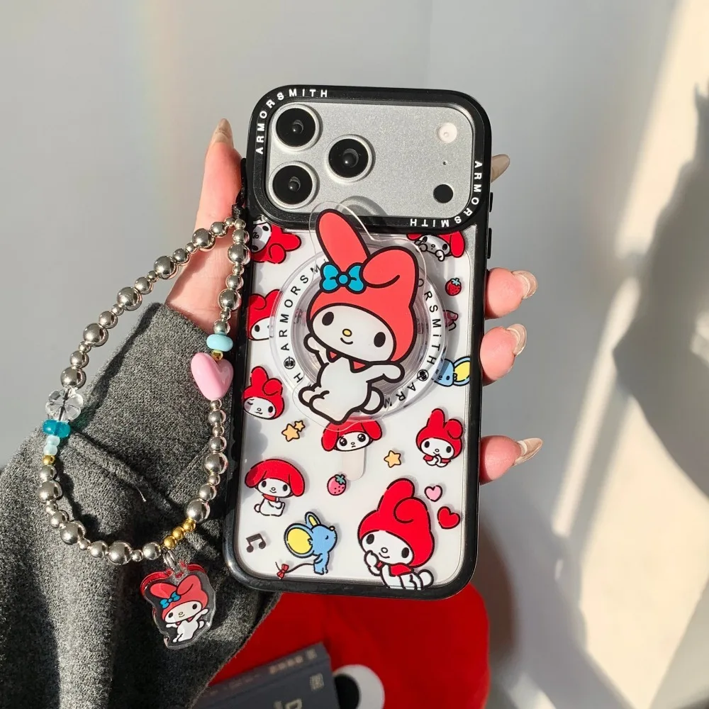 Sanrio My Melody Trendy Magnetic Phone Case with Lanyard and Magsafe Holder