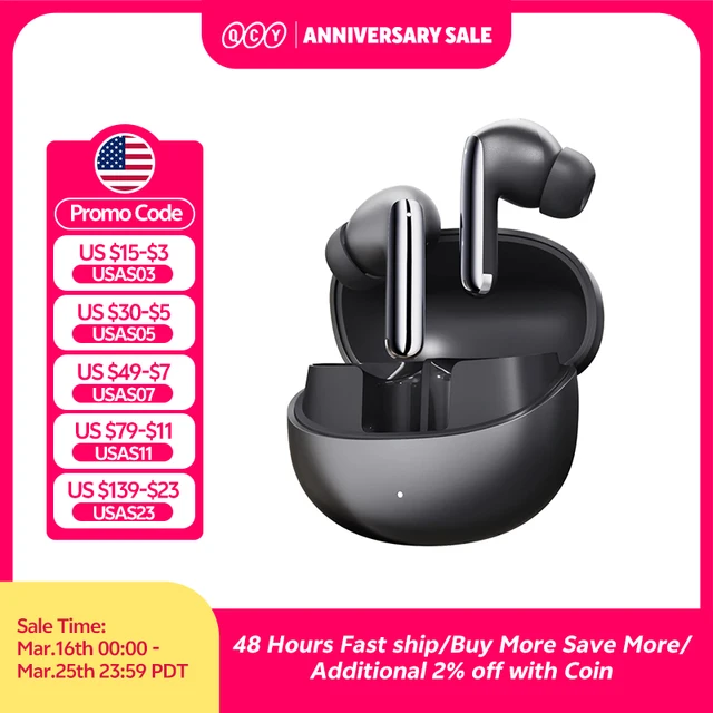 QCY MeloBuds Pro ANC Bluetooth 5.3 Earphones Wireless 46dB Hybrid ANC Hi-Res LDAC Earbuds 6 Mic Headphones 34H in-Ear Detection