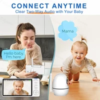 5-дюймовая видеоняня с ночным видением, поворотная PTZ-камера без Wi-Fi, двусторонняя аудиосвязь, видеонаблюдение, с функцией измерения температуры и колыбельными — изображение 6