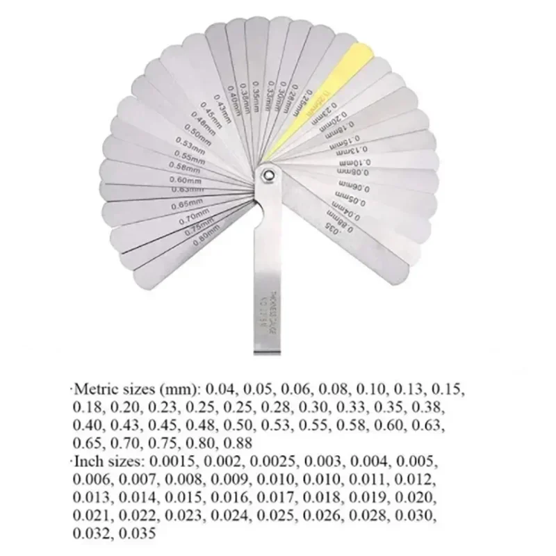 89A32 Feeler Gauge Portable Durable Various Specifications Arc Stainless Steel Feeler Gauge Gap Rangefinder 1pc feeler gauge