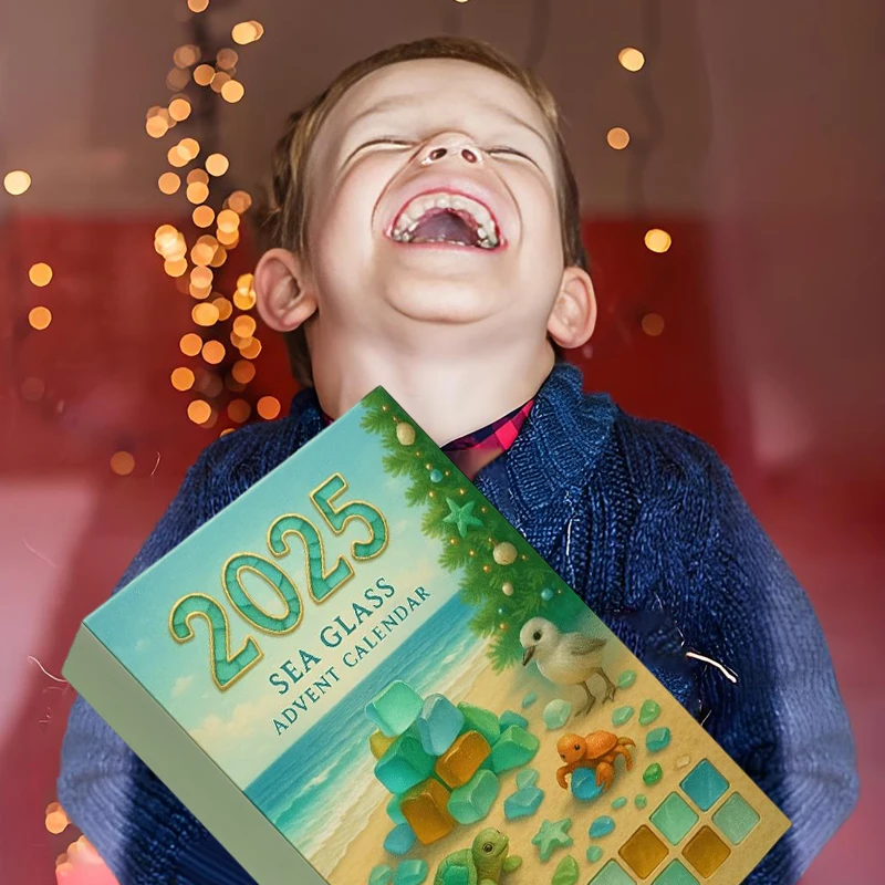 Artistic 3D Sea Glass Christmas Tree Advent Calendar, 24 Days of Nautical Holiday Delights, Custom-made Ornaments