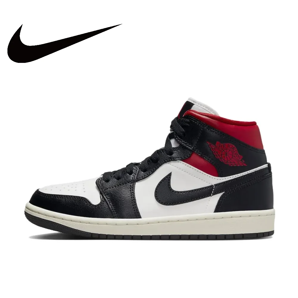Zapatillas de baloncesto Nike Original Air Jordan 1 MID Retro Mid-top en color negro y gris para hombre y mujer