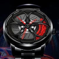 Stainless steel Watch Hub Custom Design Sports Car Rim Sports Watch Waterproof Creative Male Watch Mens Wheel Wristwatch Clock 2