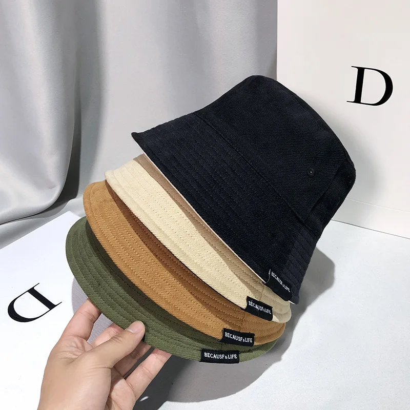 남녀공용 양면 착용 어부 모자, 코튼 버킷 햇, 단색, 거리 야외 파나마 햇빛가리개 대야 모자