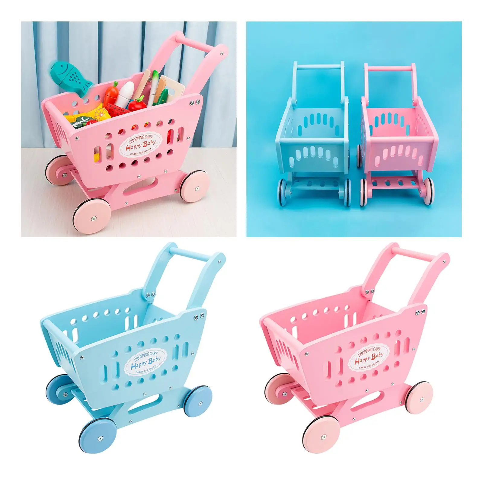 Kids Shopping Cart Trolley Simulation Smooth Wheels Supermarket Cart Toy for Baby Ages 3 and up Toddler Preschool Girls and Boys