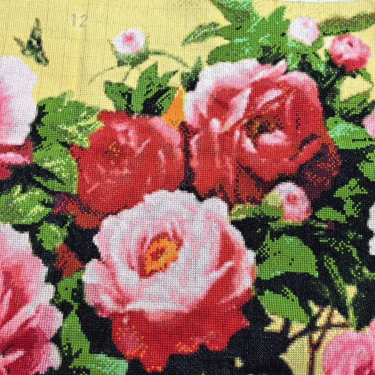 [Pure handmade cross stitch finished product]National Peony Painting Heart Size 65 * 163 Living Room Dining Room Bedroom Flowers