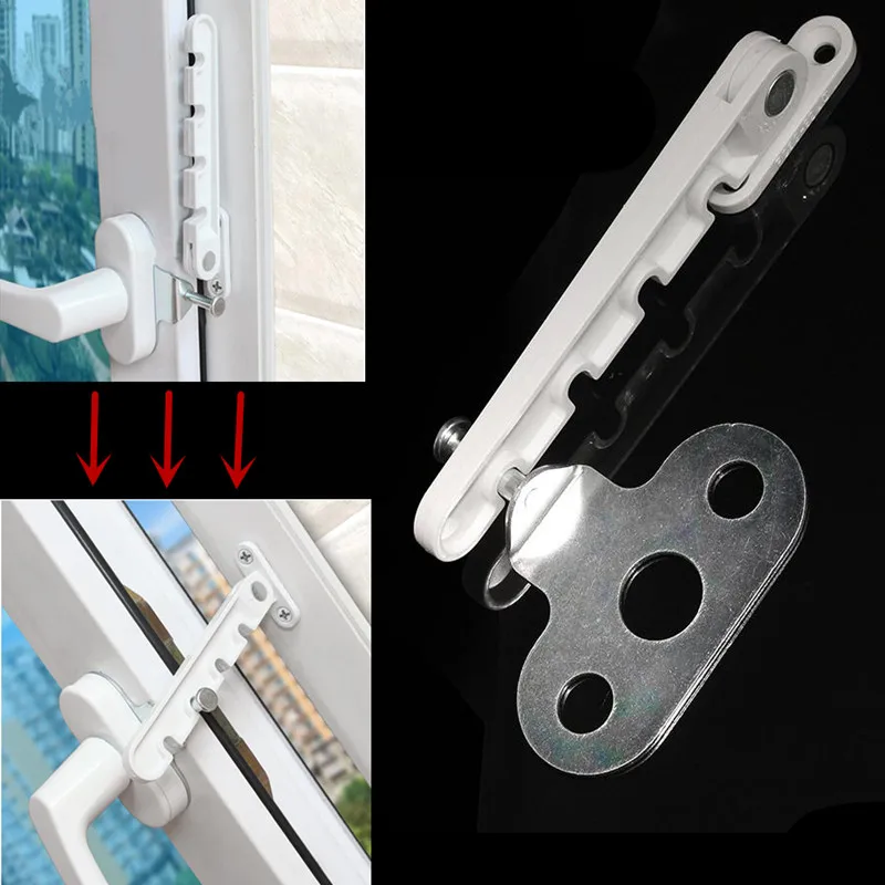 Adjustable Window Limiter Latch Position Stopper Casement Wind Brace Home Security Sash Door Lock Children Safety Protector