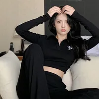 Knitted Sweater Solid Color Long-Sleeved V-Neck Tops Spring Fashion Korean Style Simple - Image 4